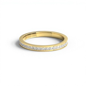 แหวนเพชรทรงปรินเซสคัทเคลือบทอง 18K 14K หรูหรา แหวนเพชรเม็ดเล็กฝังแบบไมโครเพฟ แหวนแต่งงานแบบซ้อนได้สำหรับผู้หญิง - Product Image 1