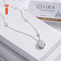 Collier en argent S925 personnalisé OEM ODM, pendentif en moissanite taille poire, chaîne plaquée rhodium, collier tendance pour femmes