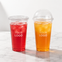 Gobelets en plastique jetables avec couvercles 2 oz 4 oz 9 oz 12 oz 20 oz 24 oz 95 mm pour café, bubble tea, matcha, jus, lait