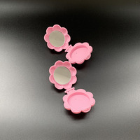 Boîte à fard à paupières compacte en plastique rose floral personnalisée, plateau de pression, macaron monochrome, avec miroir