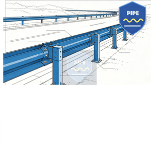 Barandilla de Seguridad Tipo W PiPe Q235/Q355 Galvanizada en Caliente de 8 mm y 6 m Personalizada para Autopistas y Carreteras con Certificación CE ISO - Product Image 4