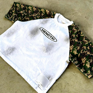 T-shirts tricotés personnalisés de haute qualité pour hommes, style streetwear, vintage, coupe ample, t-shirt camouflage épais, t-shirt court d'été pour hommes - Product Image 3