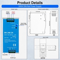 Alimentation électrique à rail DIN 240W 12V 24V 48V 5A 10A 20A pour boîtier de contrôle d'automatisation industrielle PLC