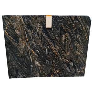 Dalle de marbre noir doré de qualité supérieure de 12mm Portoro moderne brossé lisse pour villa de luxe contemporaine à l'extérieur - Product Image 1