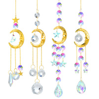 Décoration de jardin, art moderne, attrape-soleil en cristal, visage souriant européen, lune et soleil, pendentif, ornement suspendu pour la maison et le jardin