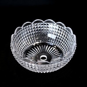 Bol de lustre Bobeche en verre pressé tchèque poli de 5 pouces, trou de 13 mm, 15 festons, découpe à la presse, impression, lampe en cristal pyramidal sans broches - Product Image 2