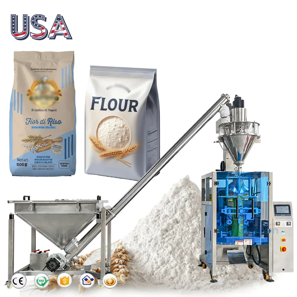 Industrial Automatic 500g 1kg 2kg Gusset Bag Corn Wheat Flour Powder Filling Packing Machine