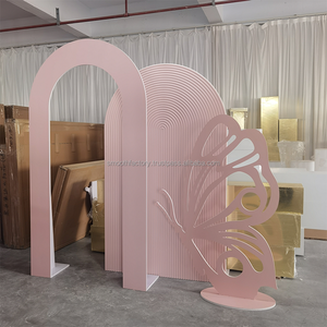 Decoración de escenario de banquete de boda personalizada suave, puerta de arco Rosa romántica, pared de fondo de PVC para eventos - Product Image 5