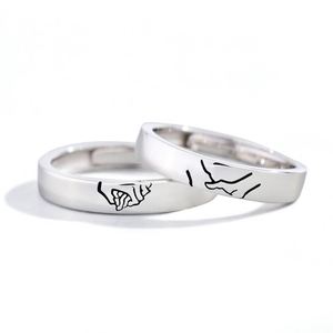 Wholesale Design Holding Hand Couple Jewelry <b>Ring</b> Bands Simple Lettering <b>Rings</b> <b>Set</b> <b>Men</b> Women Lover <b>Ring</b> - Product Image 5