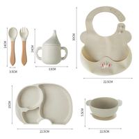 Vaisselle en silicone de qualité alimentaire sans BPA personnalisé enfant autre assiette plat collations tasse bavoirs en paille avec fonction d'aspiration du bol