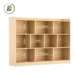 Legend 3 Tier Bookshelf Wide Modern Horizontal Bookcase Floor Standing 10 Cube Large Wood Book Shelf Organizer For Bedroom