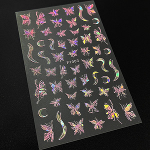 12色极光粉金蝴蝶指甲贴纸激光黑金艺术蝴蝶指甲艺术贴花 - Product Image 2