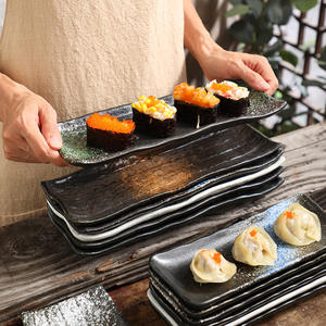 Assiette en céramique japonaise en forme <span class=keywords><strong>de</strong></span> bâtonnet <span class=keywords><strong>de</strong></span> sushi, multi-usages, créative, pour la cuisine, vaisselle rectangulaire plate pour restaurant - Product Image 2