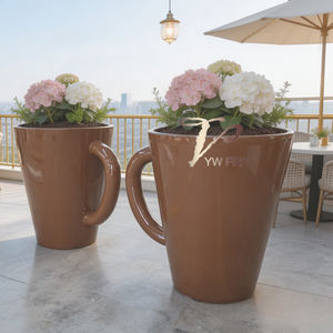 Macetero de Fibra de Vidrio Personalizado con Forma de <span class=keywords><strong>Taza</strong></span> de Café, Diseño Moderno y Lujoso para Decoración de Vestíbulos de Hotel y Plazas, Juego de Macetas Decorativas - Product Image 4