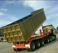 Semi-remorque benne basculante arrière 3 essieux robuste de 30 à 100 tonnes en acier de haute qualité avec suspension pneumatique, directement d'usine