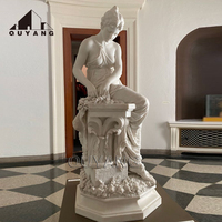 QUYANG Custom Outdoor Garden Decoration Modern Hand Carved Natural Stone White Marble Abstract Sculpture Statue