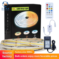 SXZM Best Seller Kit de Bande LED COB 24V CCT à Température de Couleur Réglable, Haute Densité 576 LED/M, Ruban Sans Points, Ensemble Télécommandé