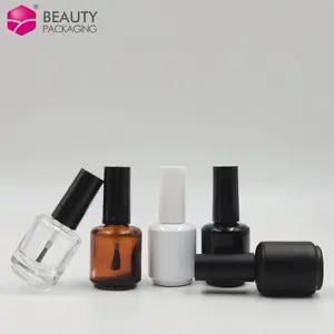 Nail Polish Empty Round Bottle 15 Ml White Black Amber Transparent UV Gel Glass Nail Polish Packaging