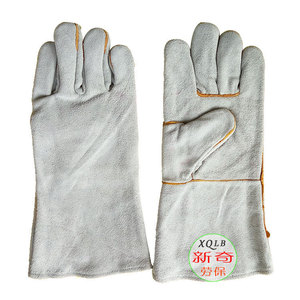 Iron Man Double Layer Cowhide Welding <b>Gloves</b> 35cm Gray Full Palm For Welding Industry - Product Image 1