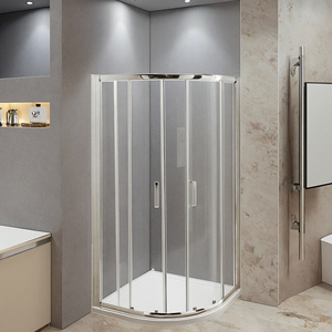 Cabine de douche en verre trempé courbé de 8 mm, porte coulissante à double ouverture, cabine de douche en quadrant - Product Image 4