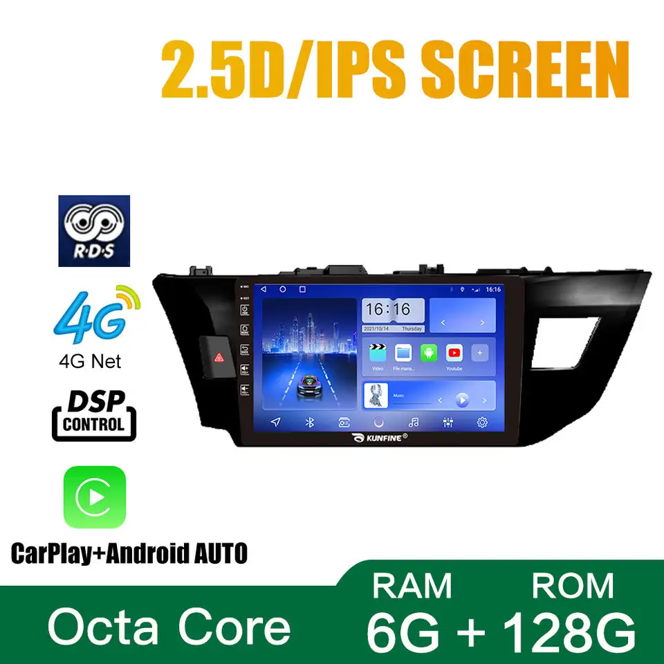 Pour Toyota Levin 2013-2018 10.1 pouces unité principale Double 2 Din octa-core Quad voiture stéréo Navigation GPS android voiture radio