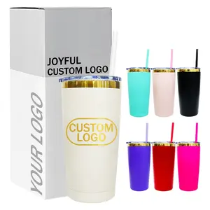 customize any design you want silk printing outdoor mixed colors Macarone gold plated custom design 20oz powder coated tumbler