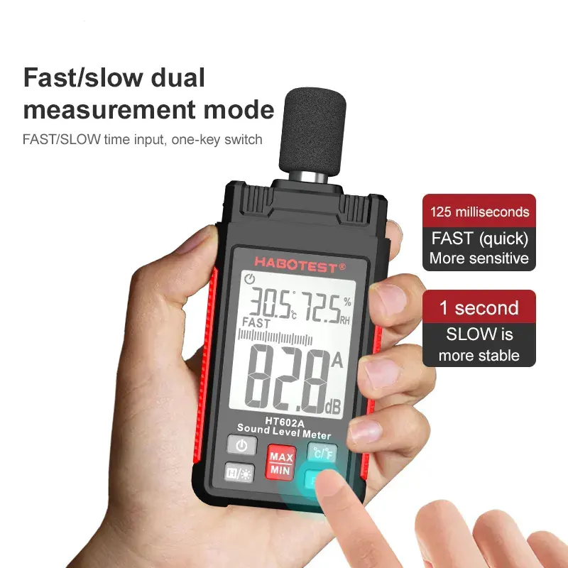 HEDAO Digital Mini Faixa Dinâmica Frequência 30Hz-8KHz Faixa de Medição 30-130dba Medidor de Nível de Som