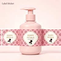 Étiquettes personnalisées en vinyle floral rose pour bouteilles cosmétiques, estampage à chaud doré, imperméables, autocollantes, anti-contrefaçon