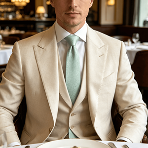 Corbata Clásica de Seda para Hombre con Diseño Paisley en Verde Menta y Tejido Jacquard para Uso Profesional - Product Image 3