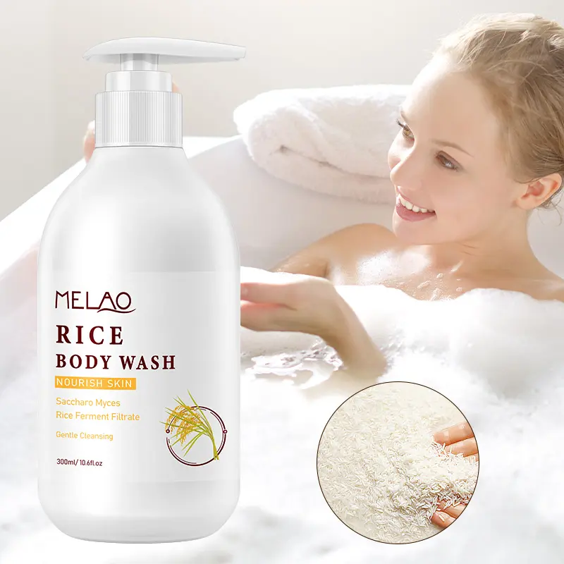 Private Label OEM Rice Body Lotion Vegan Shower Gels Wholesale Rice Shampoo For Hair Strengthening Antibacterial Body Wash