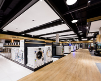 Présentoir électronique de magasin, appareil à domicile, affichage de petite zone, nom de magasins électroniques, design de disposition de magasins électroniques