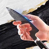 Couteau de chef japonais de luxe de 9,5 pouces, couteau Kiritsuke professionnel en acier Damas à 67 couches avec manche en fibre de carbone
