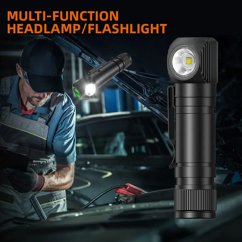 Powerful Rechargeable Waterproof LED Headlamp L-Shaped 1200lm Head Flashlight USB C Fast Charging Repairing Hunting Camping
