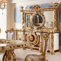 Ensemble de table à manger royale européenne 6 places, table à manger de luxe en bois massif et chaises, mobilier de salle à manger française
