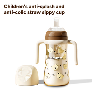 <span class=keywords><strong>Biberon</strong></span> d'alimentation pour bébé en PP sans BPA, avec paille à large ouverture anti-colique et motif imprimé personnalisé OEM - Product Image 3