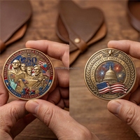Pièce de monnaie personnalisée en alliage de zinc émaillé 3D avec logo, double pièce de style antique et moderne, imprimée et peinte au sérigraphie