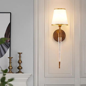 Appliques murales décoratives modernes, lampe de chevet avec abat-jour en tissu doré, luminaire mural pour salon, couloir, intérieur - Product Image 5