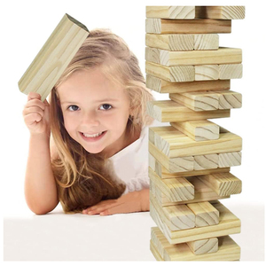 Tour <span class=keywords><strong>de</strong></span> dégringolade en bois <span class=keywords><strong>de</strong></span> 54 pièces 7.1X7.2X25.2 pouces <span class=keywords><strong>jeu</strong></span> <span class=keywords><strong>de</strong></span> blocs en bois avec sac en toile <span class=keywords><strong>de</strong></span> plateau <span class=keywords><strong>de</strong></span> <span class=keywords><strong>jeu</strong></span> pour jouer en plein air - Product Image 4