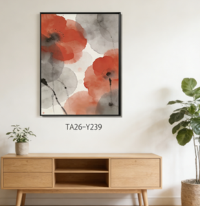Arte de Pared en Lienzo con Diseño de <span class=keywords><strong>Amapola</strong></span> Roja China, <span class=keywords><strong>Pintura</strong></span> Floral Oriental Moderna para Decoración del Hogar, Sala de Estar y Dormitorio - Product Image 3