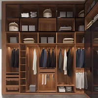 Armoire murale modulaire en bois sur mesure de luxe moderne avec éclairage LED intégré