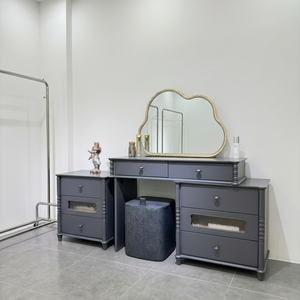 Modern <b>Makeup</b> Vanity Table with Cloud <b>Mirror</b> and Storage Drawers for Bedroom Furniture - Product Image 1