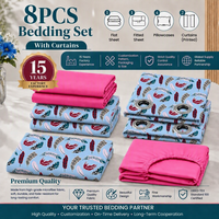Parure de draps en microfibre sur mesure à poches profondes, tailles Queen, King, Full, ensemble de literie doux avec rideaux assortis pour la maison et l'hôtel