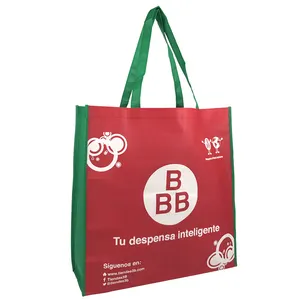 墨西哥超市包生态定制标志印刷可重复使用的超宽无纺布携带手提袋杂货购物袋