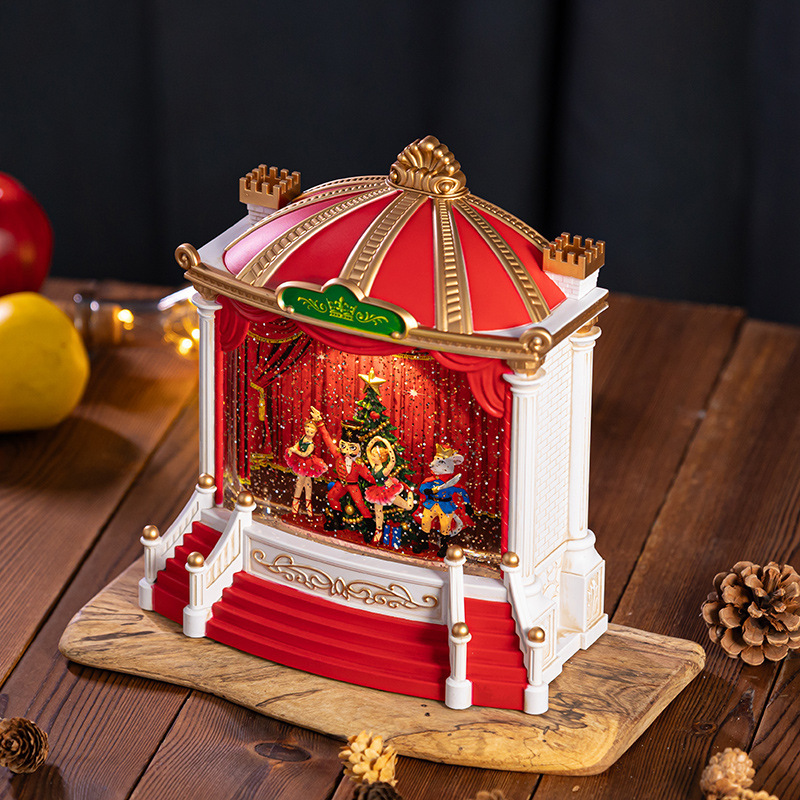 Christmas Ballet Stage Resin LED Light Exquisite Christmas Tabletop Decorations Music Box Gift for Kids