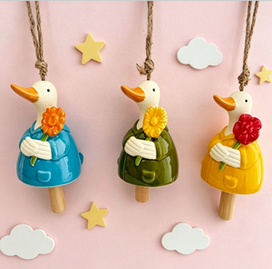Juego de Campanas de Viento de Cerámica con Diseño de Pareja de Pájaros, Decoración Colgante para el Hogar y el Jardín - Product Image 2