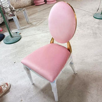 Chaises côtes dorées en acier inoxydable Chaises de fête pour mariages Siège rose Location de chaises Louis de mariage