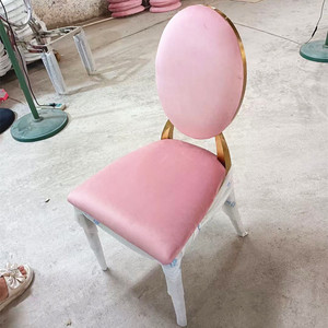Chaises côtes dorées en acier inoxydable Chaises de fête pour mariages Siège rose Location de chaises Louis de mariage - Product Image 2