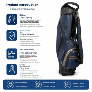 Sac de <span class=keywords><strong>golf</strong></span> portable ALINS en cuir véritable style denim bleu clair, imperméable, avec support métallique et multiples poches zippées - Product Image 5