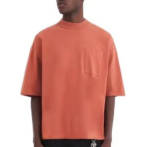 Hot Sell Plain T <b>Shirt</b> French Terry Cotton <b>Men</b> T <b>Shirt</b> Grey Boxy Chest <b>Pocket</b> Round Neck T <b>Shirt</b> Unisex <b>Men</b> T-<b>shirt</b> - Product Image 4