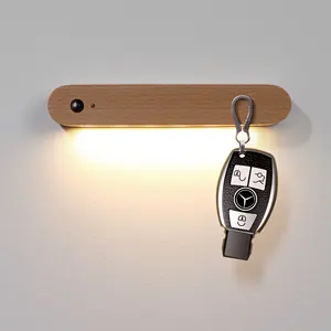 Houten Ambachten Indoor Smart Magnetisch Licht Houten Led Nachtlampje Wandlamp Draagbaar Sensorlicht